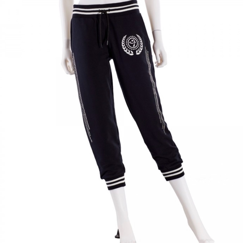 Swarovski Crystal Crop Black & White Sweatpants
